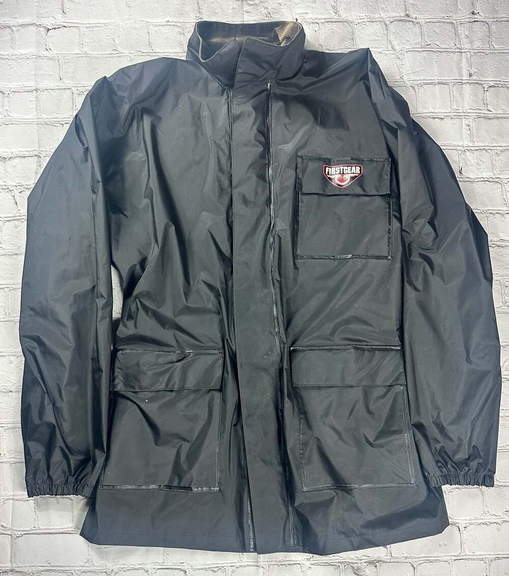Firstgear Black Motorcycle Rain Jacket with Pockets Size L